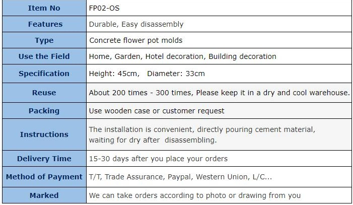 ABS Plastic Concrete Garden Flower Pot Molds Decorate Garden for Sale